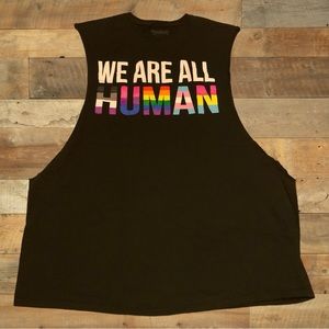 We’re All Human Rainbow Pride Shirt Bisexual LGBTQ Trans Rights Queer Tank Top